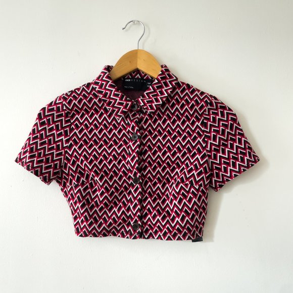 ASOS DESIGN JERSEY RETRO SUIT CROP TOP - Picture 4 of 7